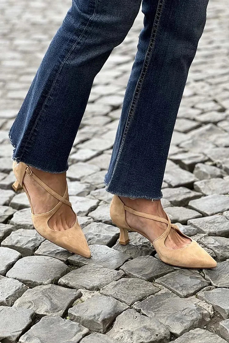 TACONES PUNTIAGUDOS CON TIRA CRUZADA