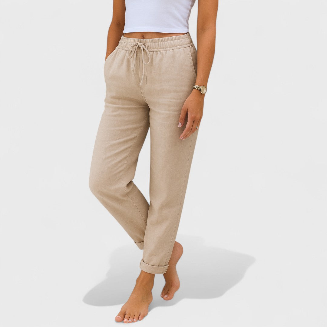 Klára - Pantalones de Lino Stretch