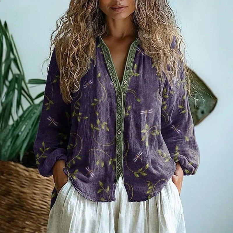 Sofía – Blusa suelta con estampado natural