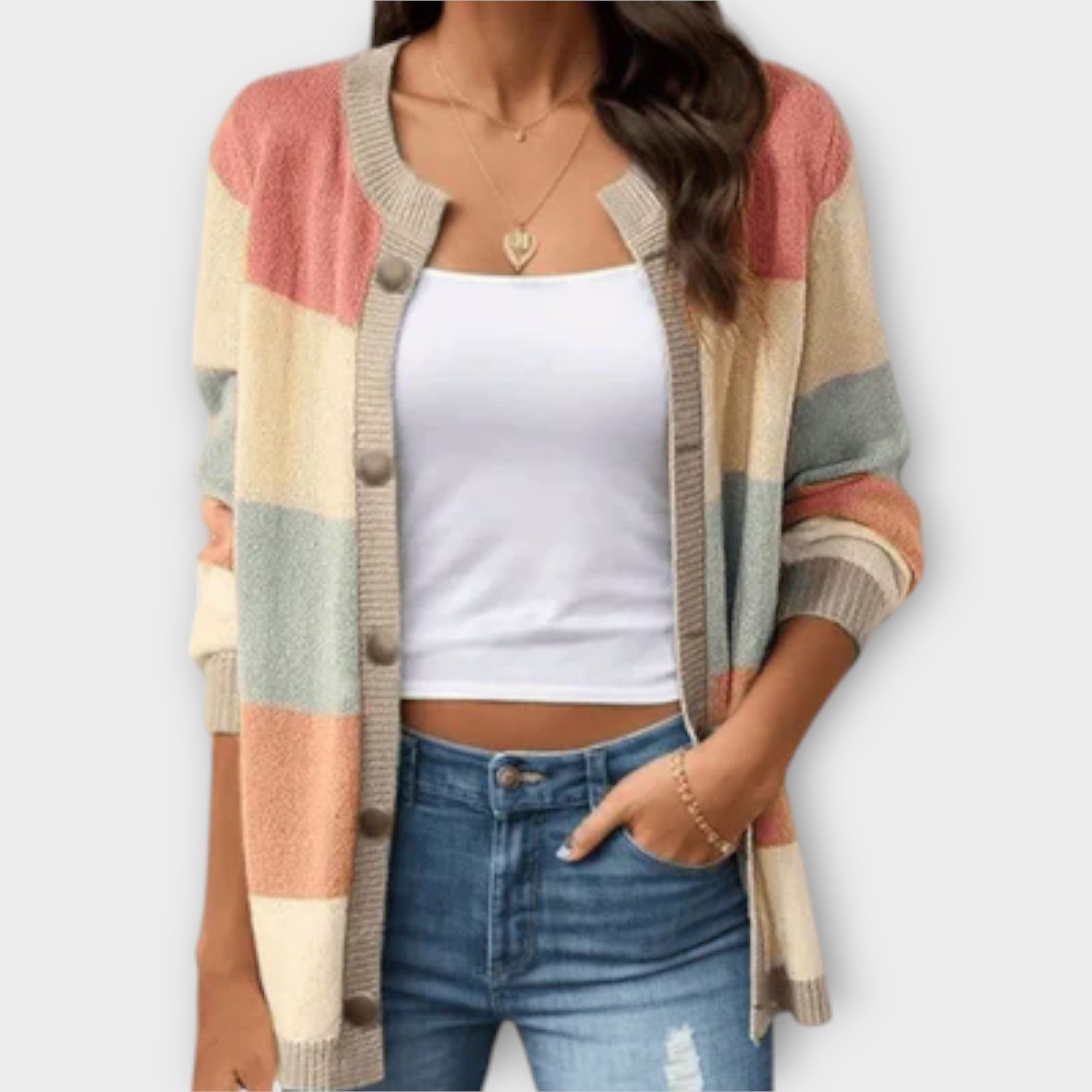 Lottenia - Chaqueta de punto a rayas