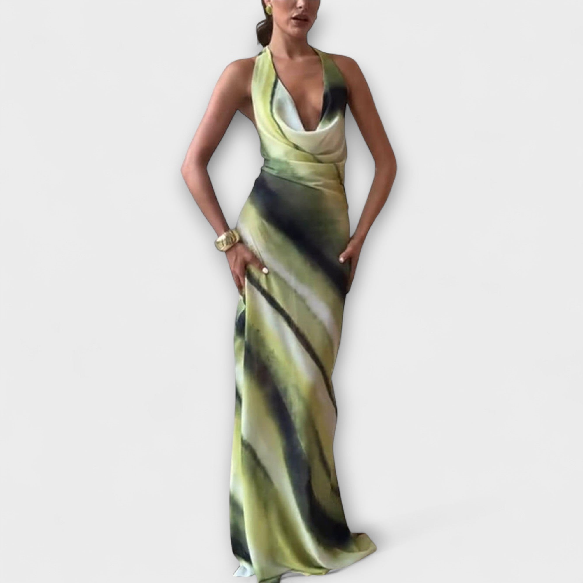Vestido maxi clásico con degradado y tie-dye