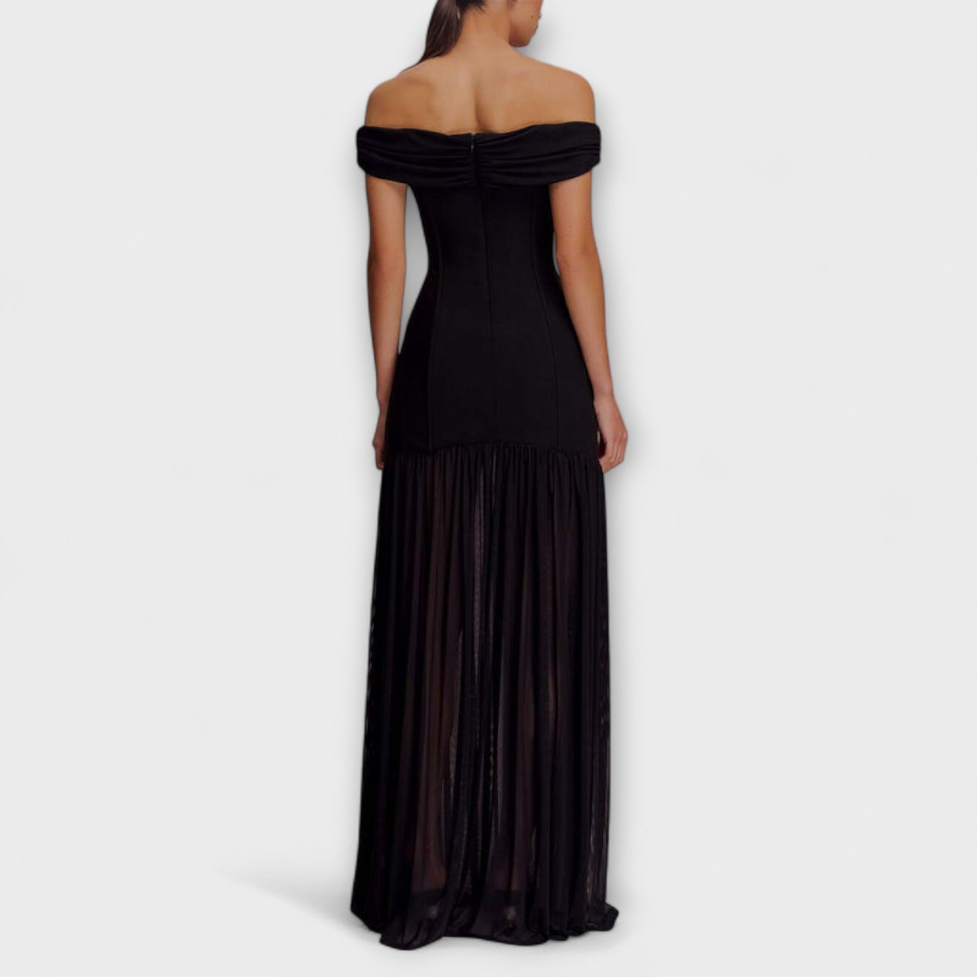 Maelie - Vestido maxi bodycon sin mangas elegante con adornos florales