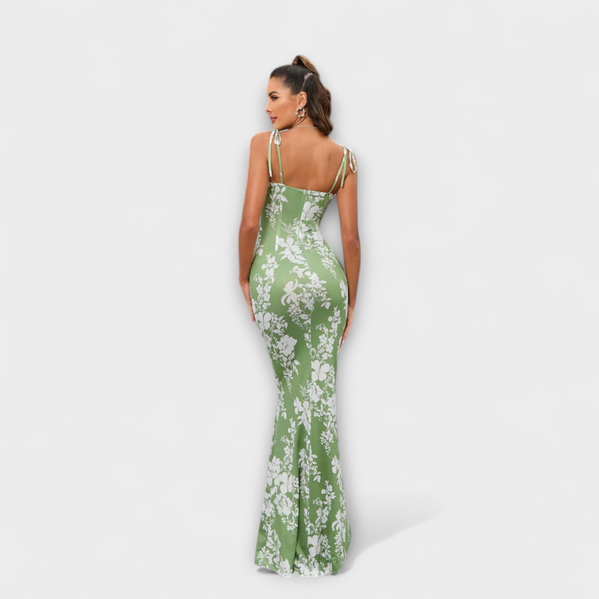 Thalia - Vestido de fiesta con estampado floral y tirantes atados
