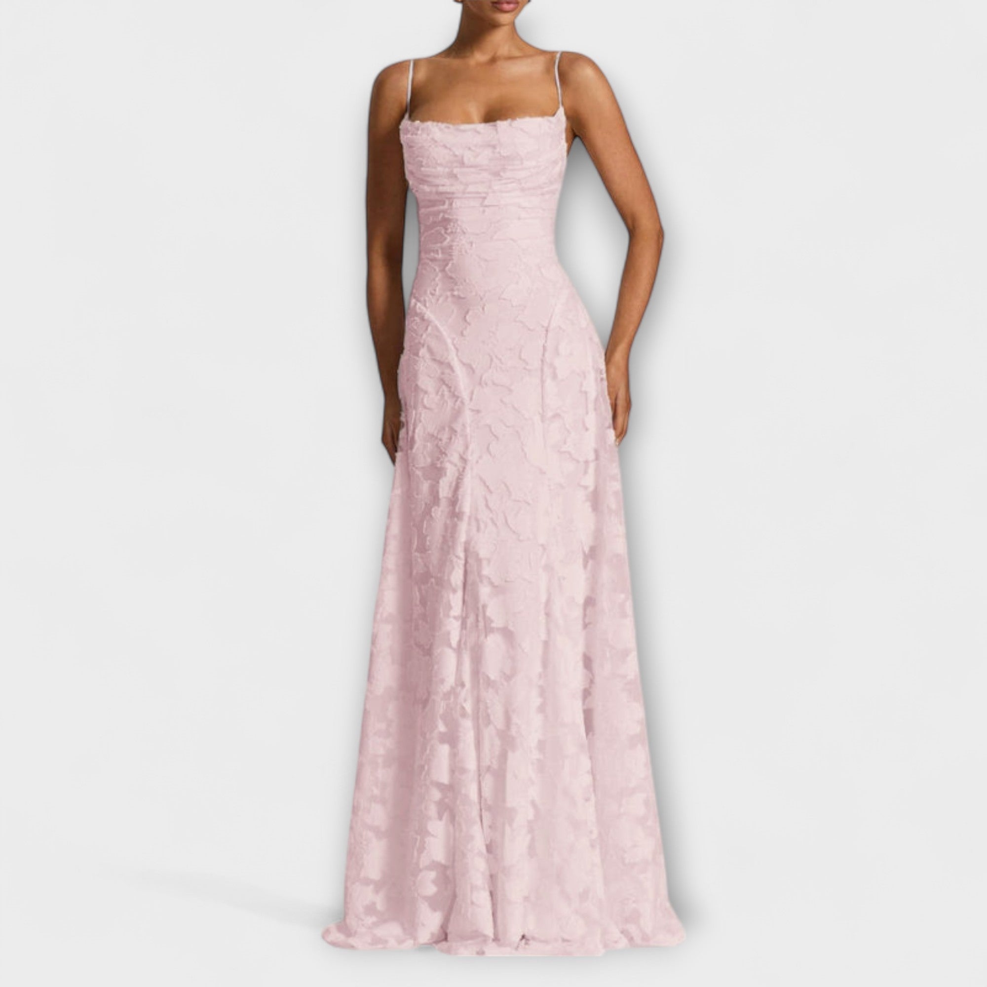 Emberly - Vestido maxi elegante de tela jacquard