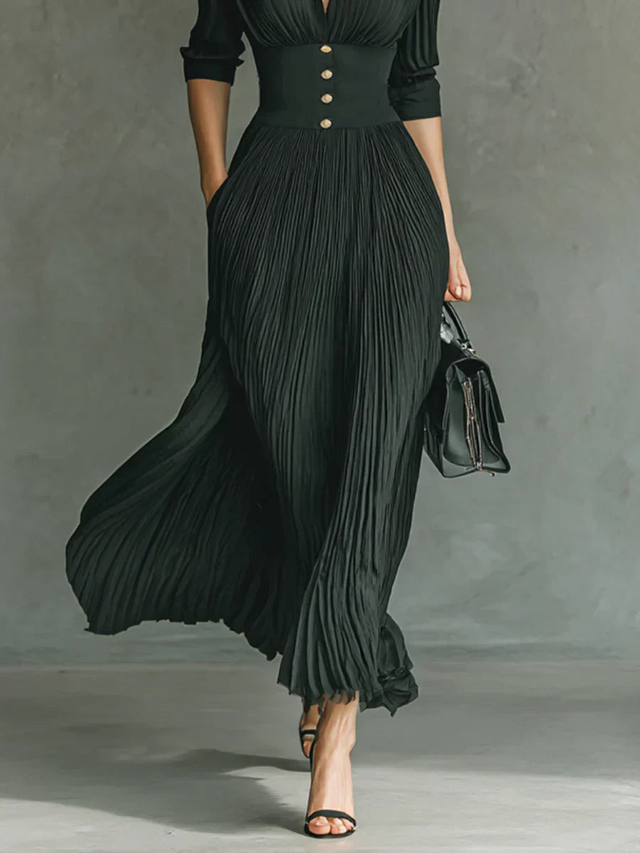 Margot - Vestido largo con escote de solapa