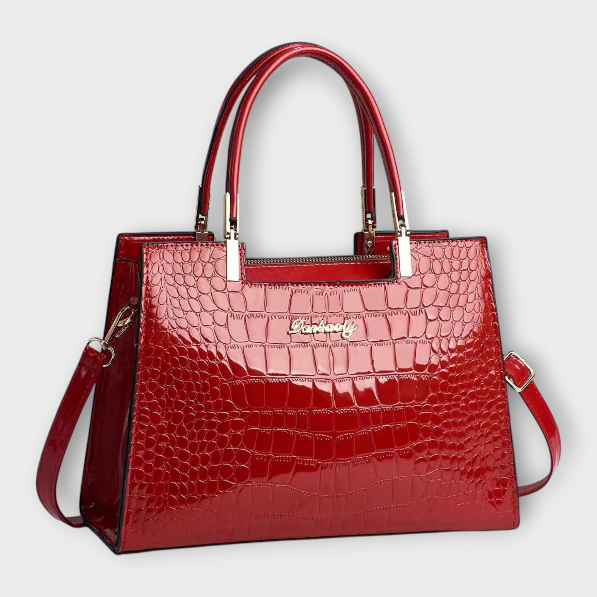Cécile. - Bolso brillante con estampado de cocodrilo