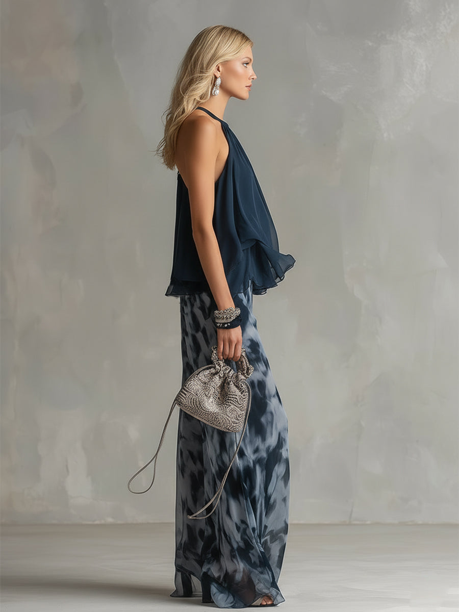 Elise | Traje elegante y ligero con top fluido y pantalones anchos
