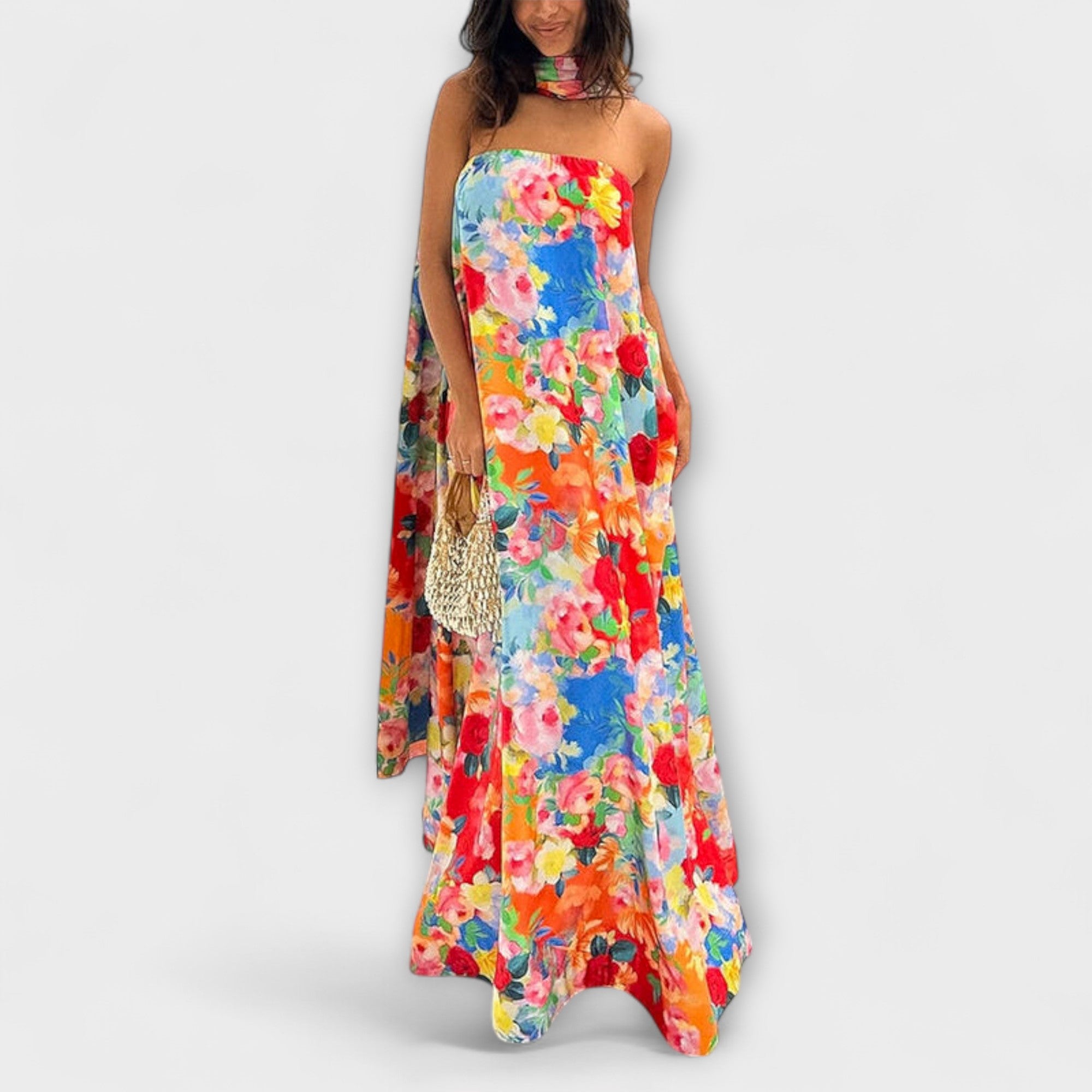 Harlow - Maxi vestido con estampado floral y hombros al descubierto