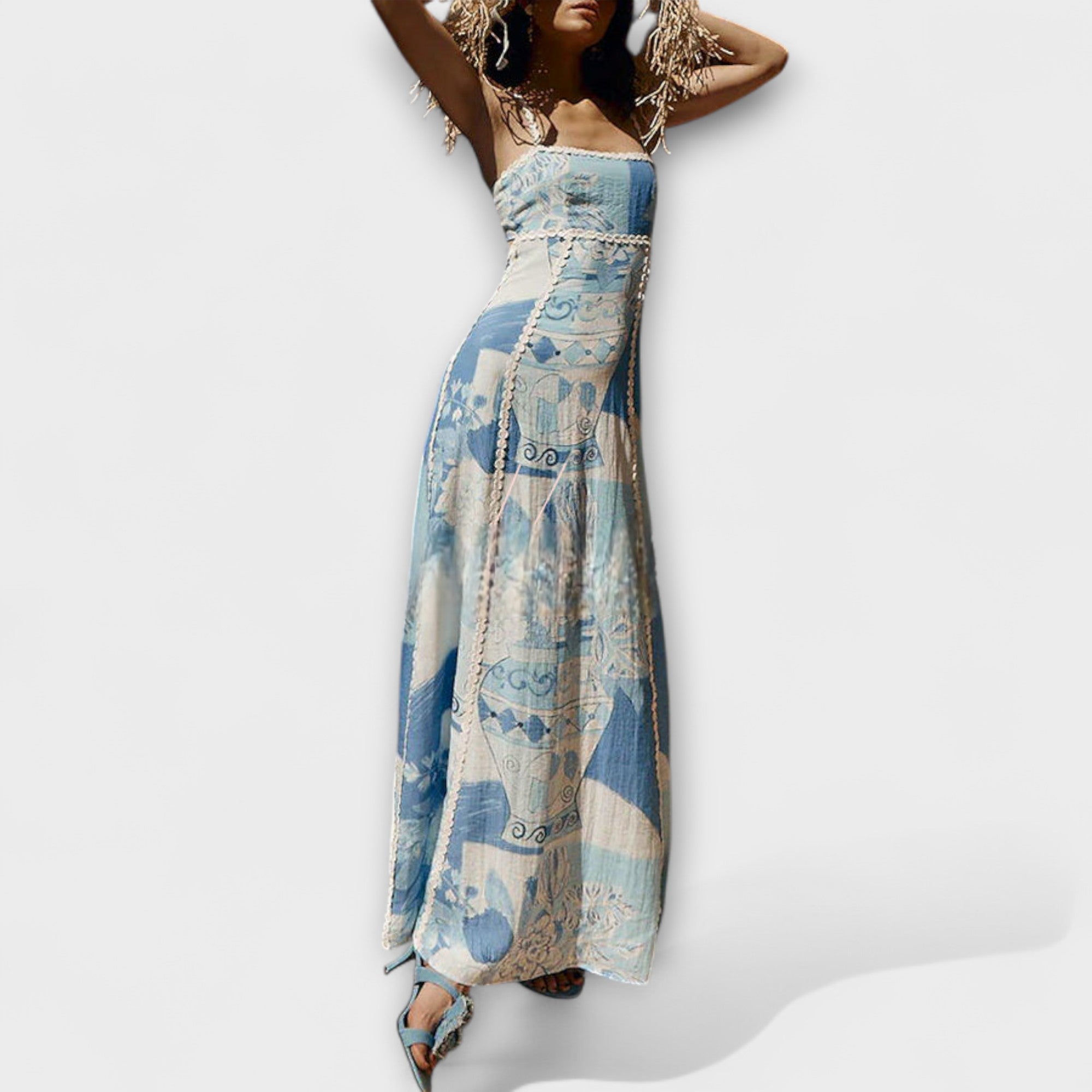 Terazza Ric Rac - Maxi vestido de lino con corte amplio