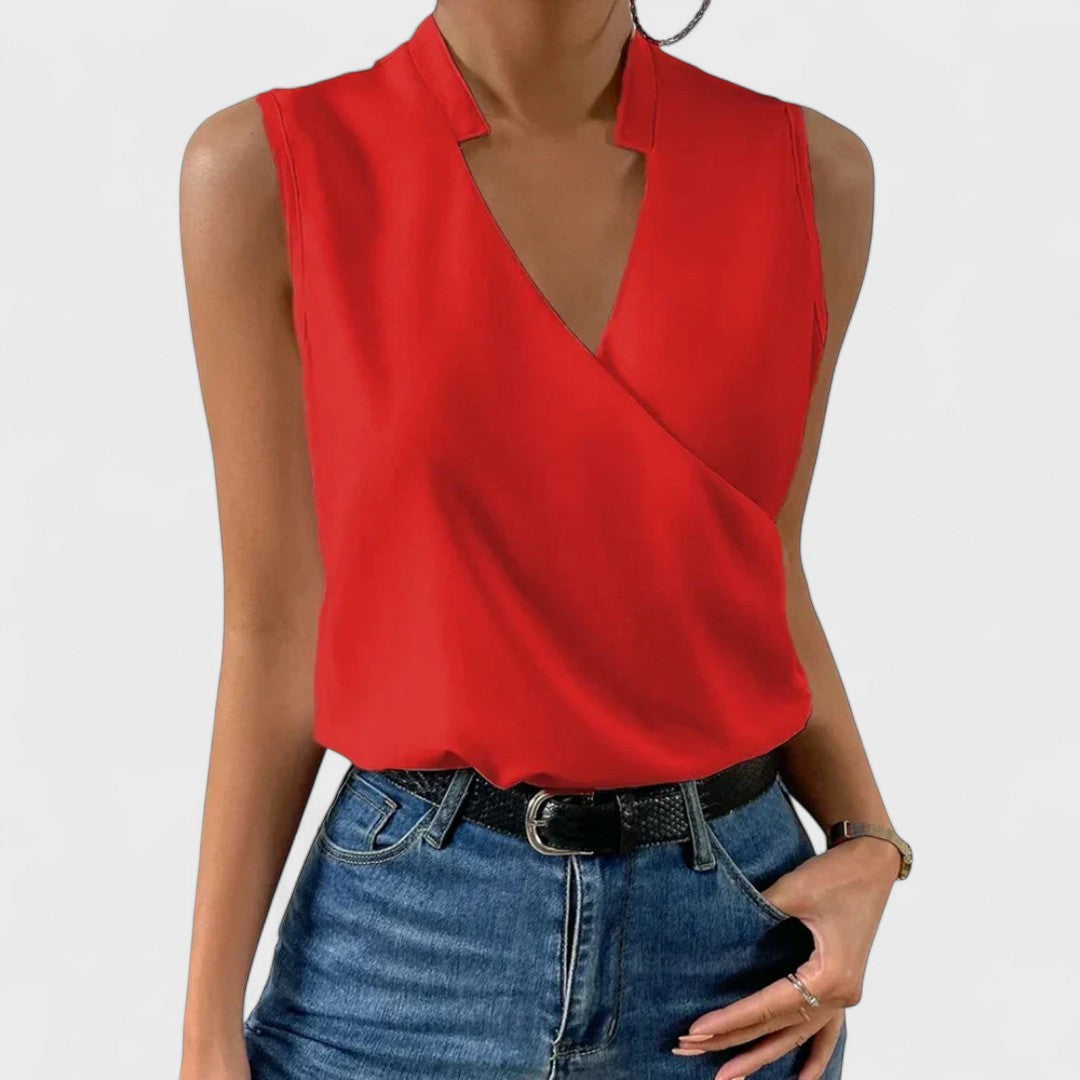 Simona - Camiseta Suave de Verano con Escote en V