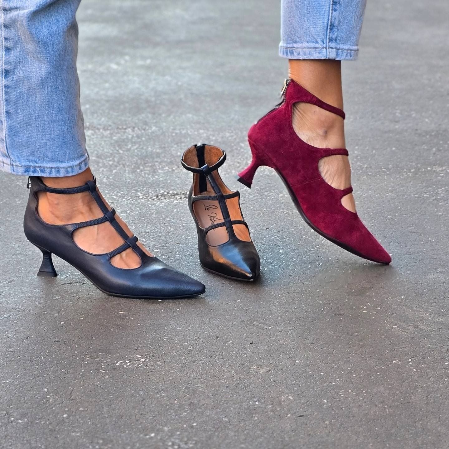 ZAPATOS DE TACÓN BAJO CON CORREAS