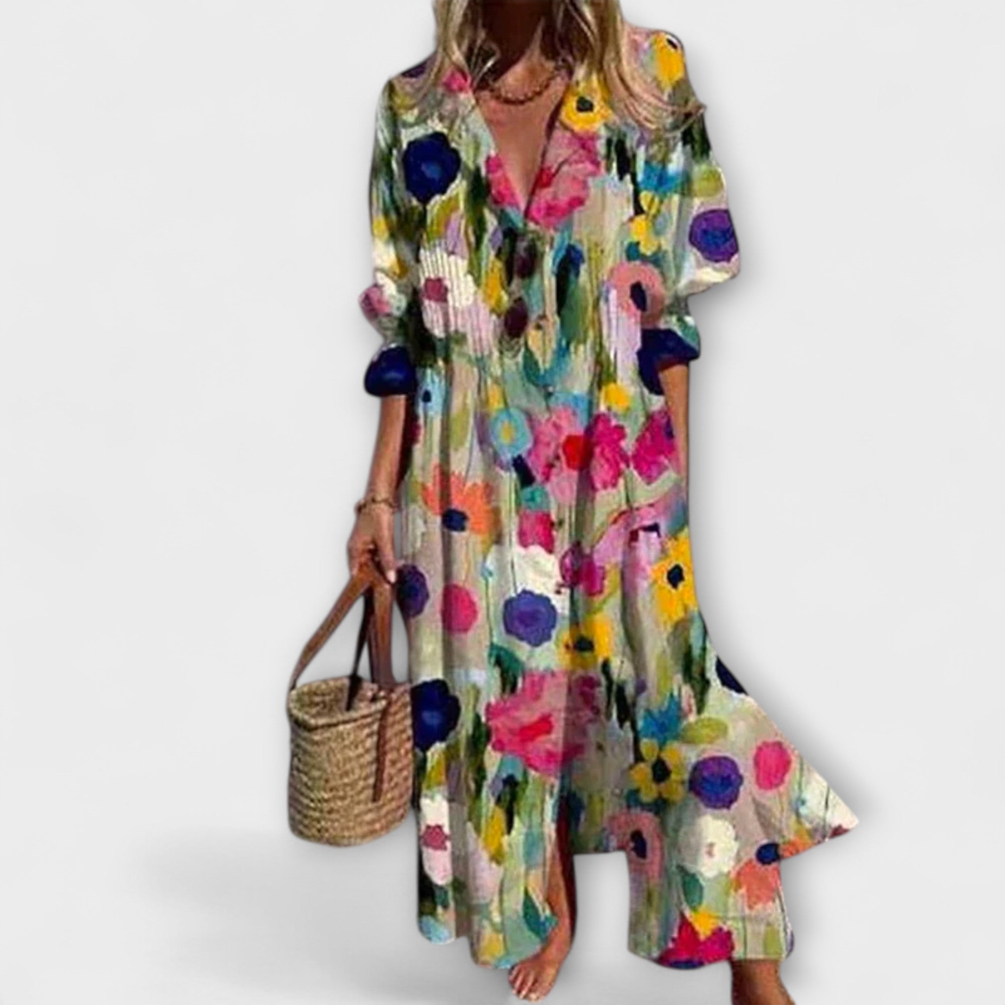 Lila - Vestido Maxi Halagador con Cubierta de Barriga