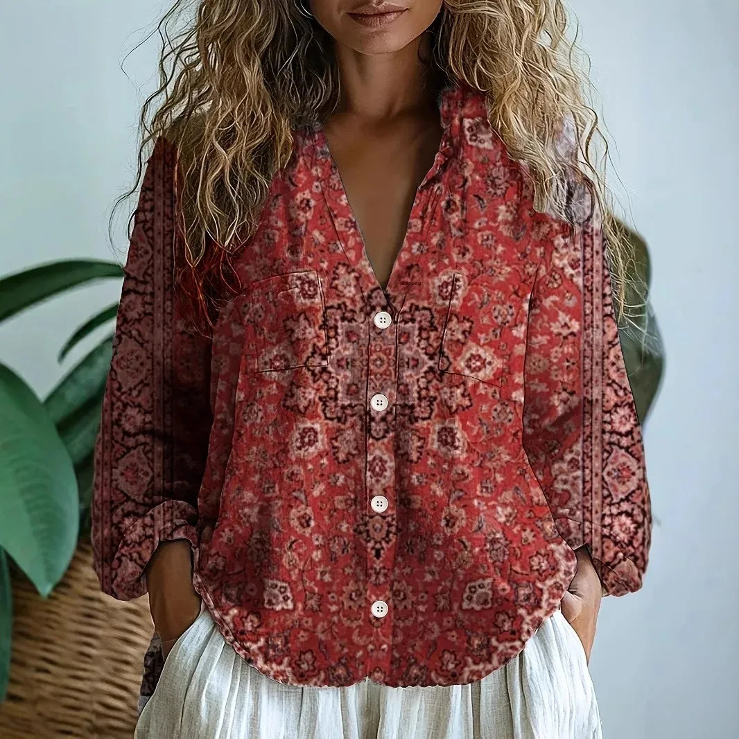 Sofía – Blusa suelta con estampado natural