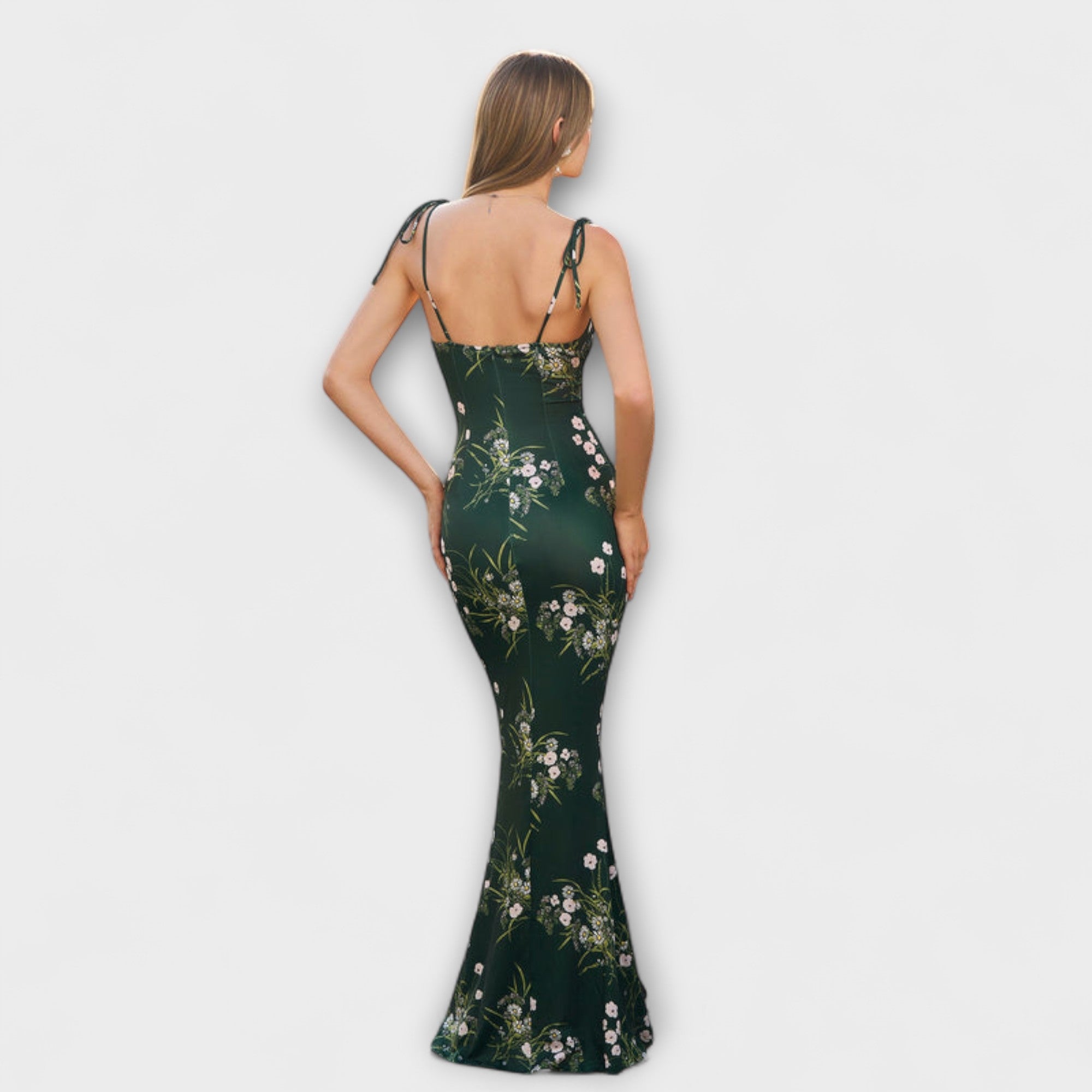 Thalia - Vestido de fiesta con estampado floral y tirantes atados