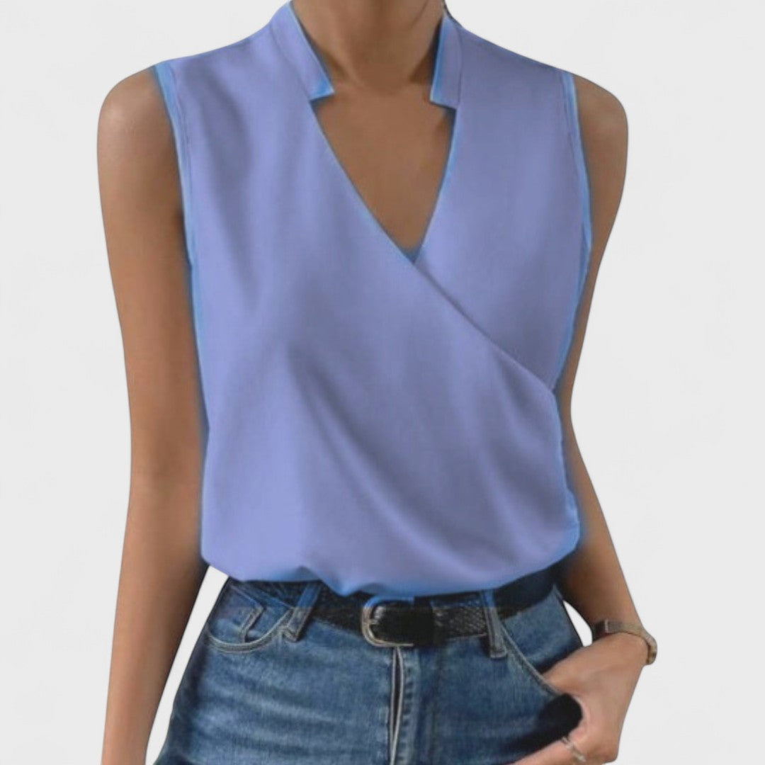Simona - Camiseta Suave de Verano con Escote en V