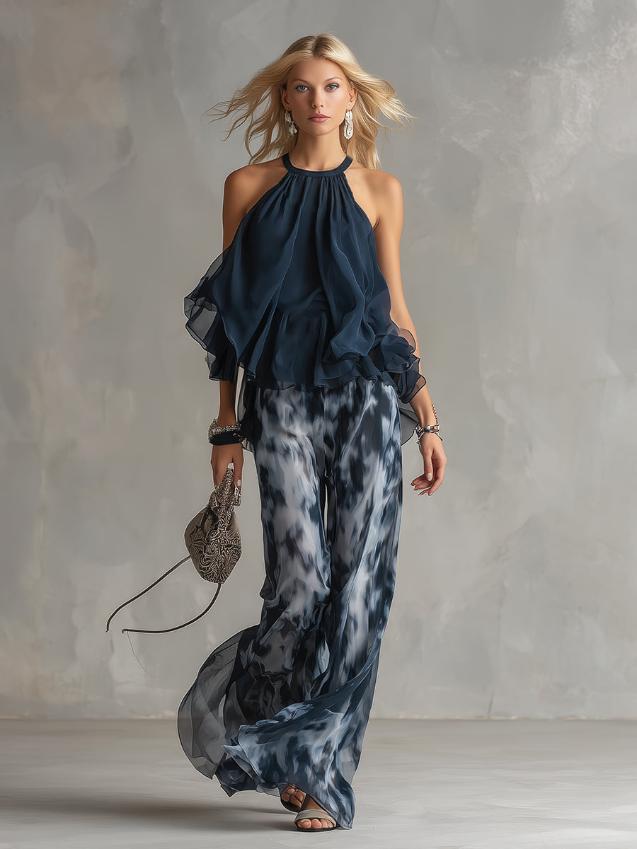 Elise | Traje elegante y ligero con top fluido y pantalones anchos