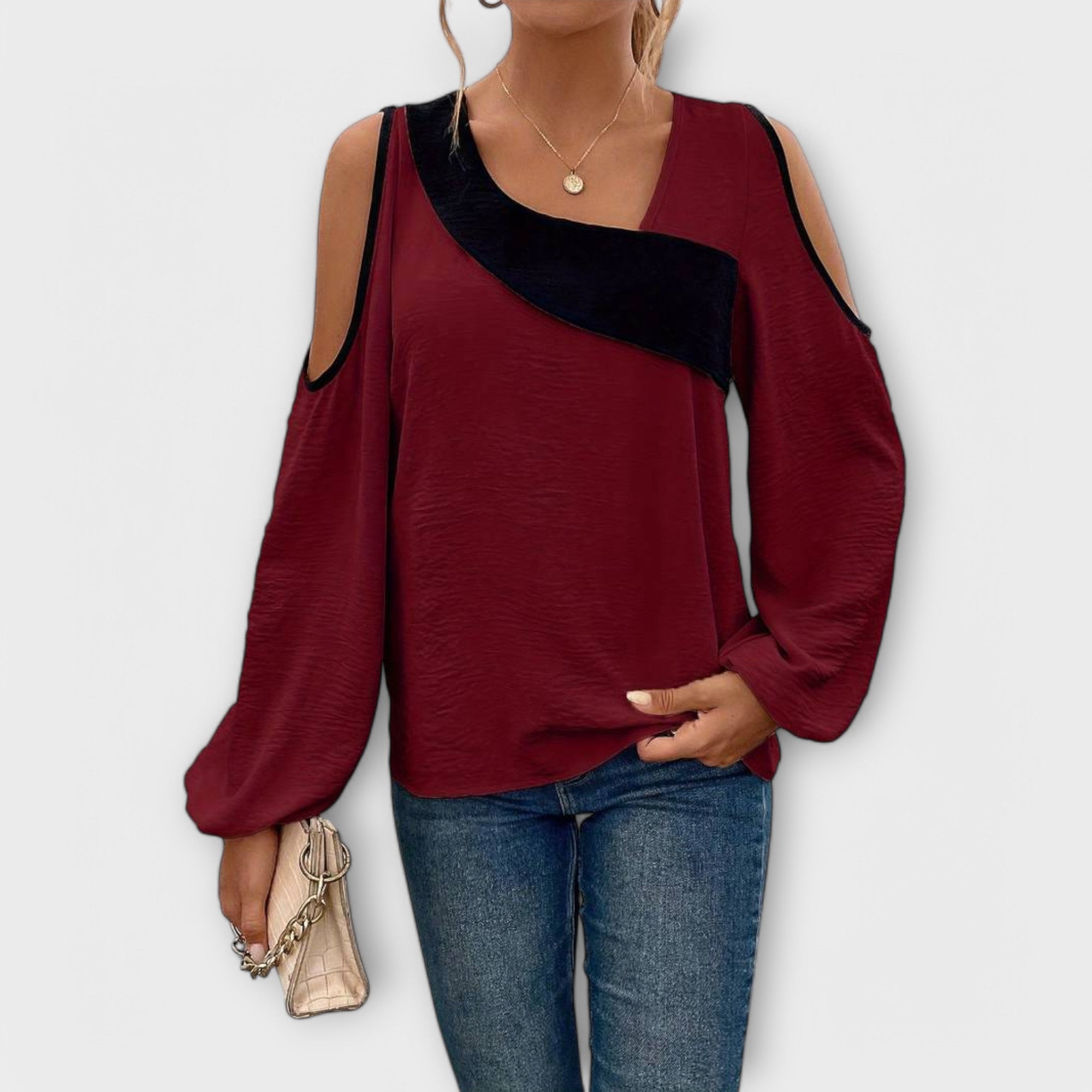 Scarlett - Blusa con escote rectangular