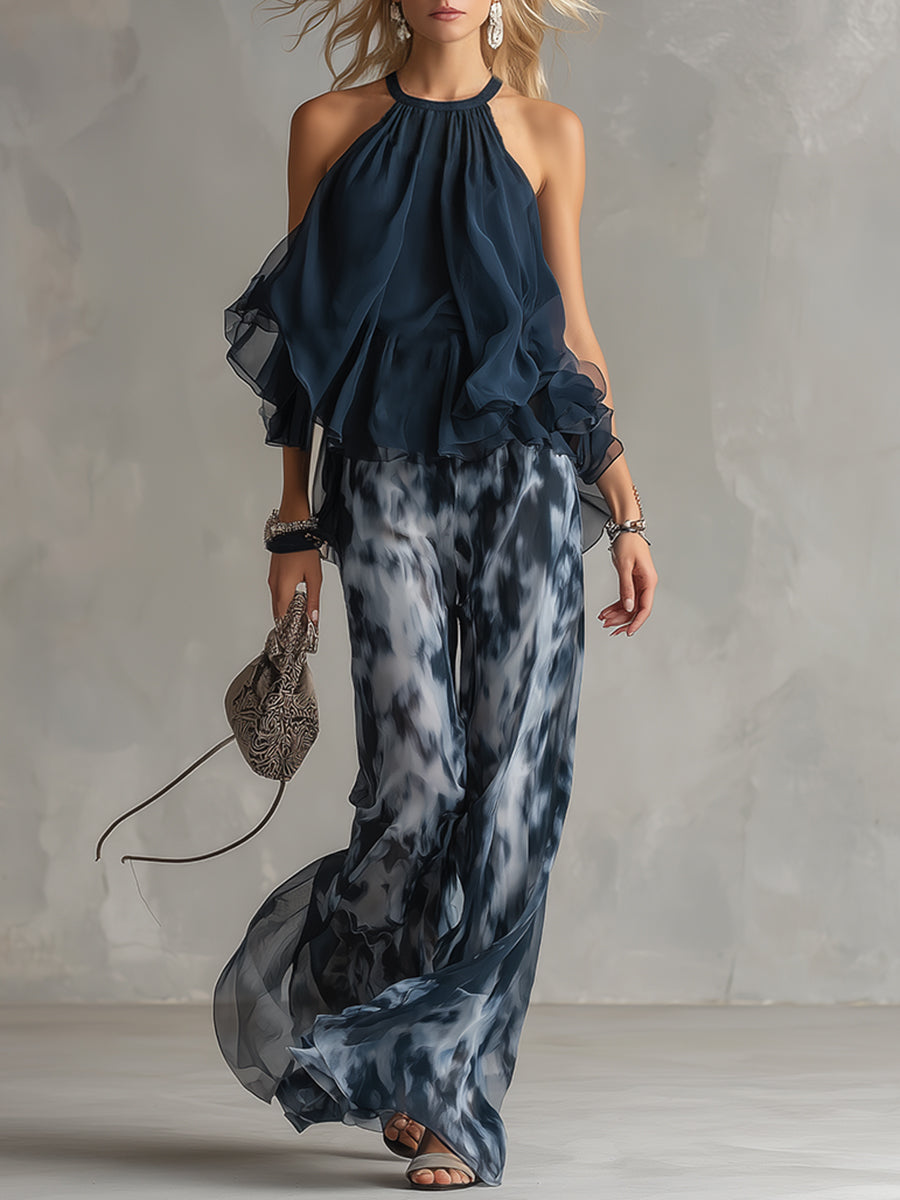 Elise | Traje elegante y ligero con top fluido y pantalones anchos