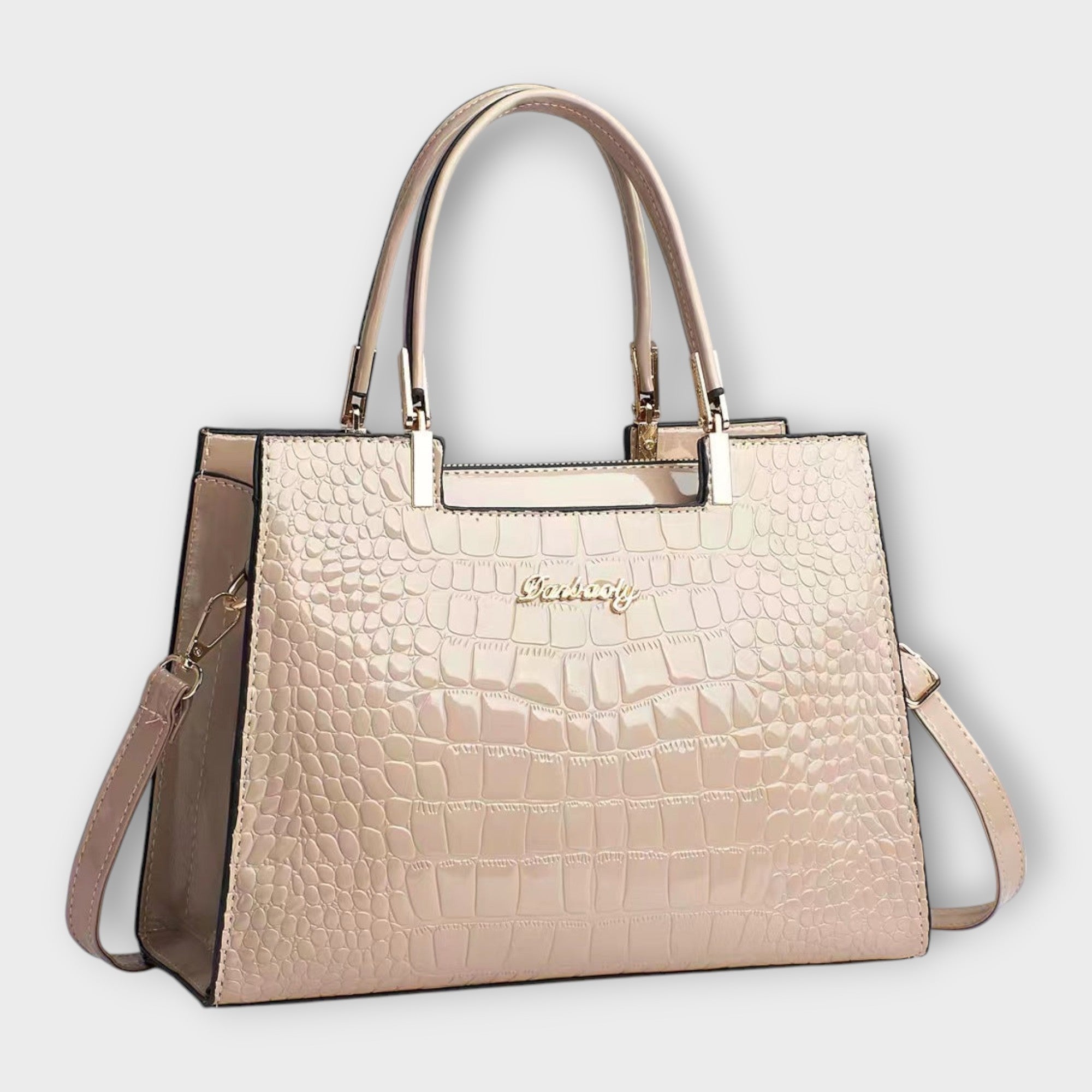 Cécile. - Bolso brillante con estampado de cocodrilo