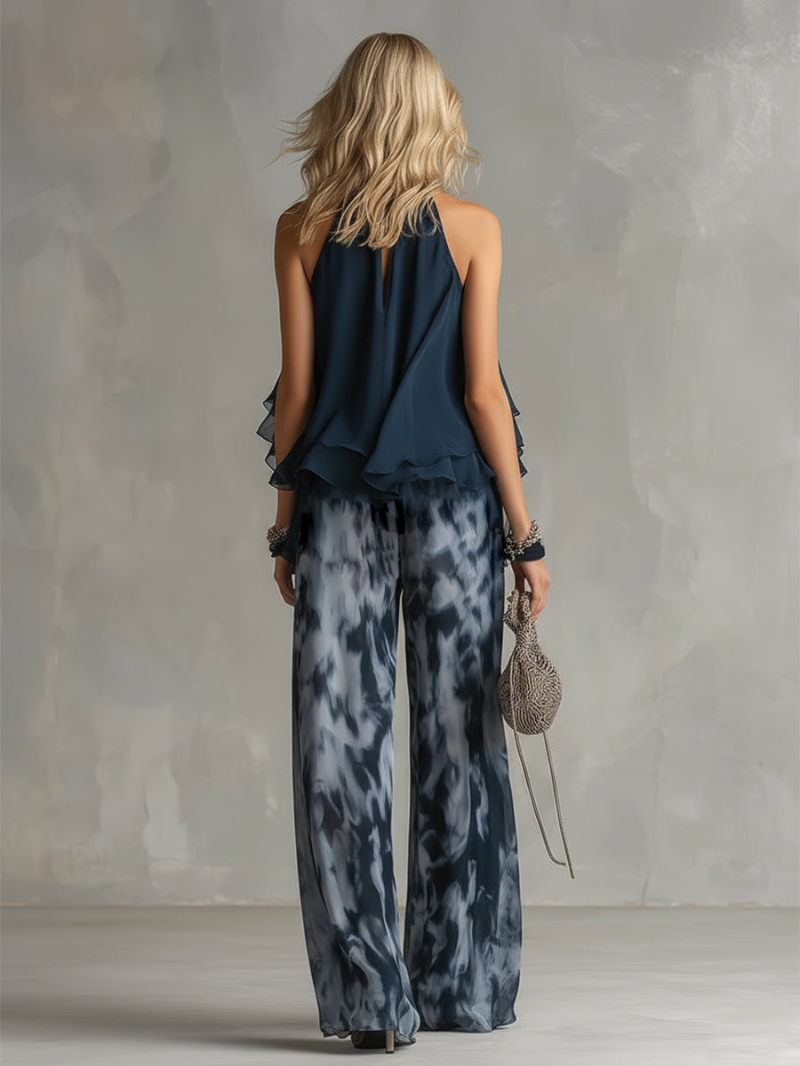 Elise | Traje elegante y ligero con top fluido y pantalones anchos