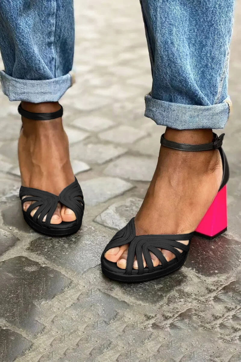 SANDALIAS DE TACÓN BICOLOR