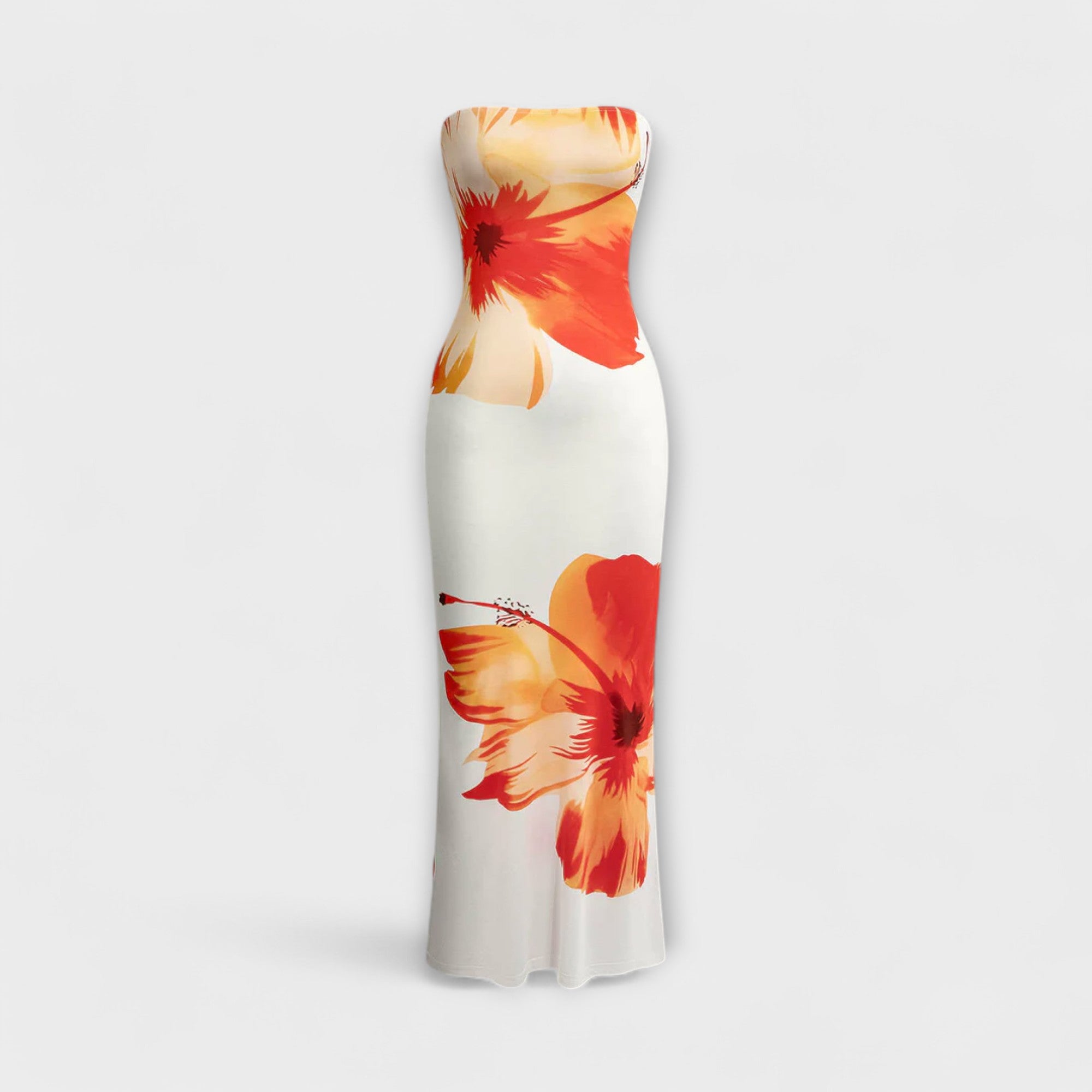 Šik off-shoulder bezramenné maxi šaty