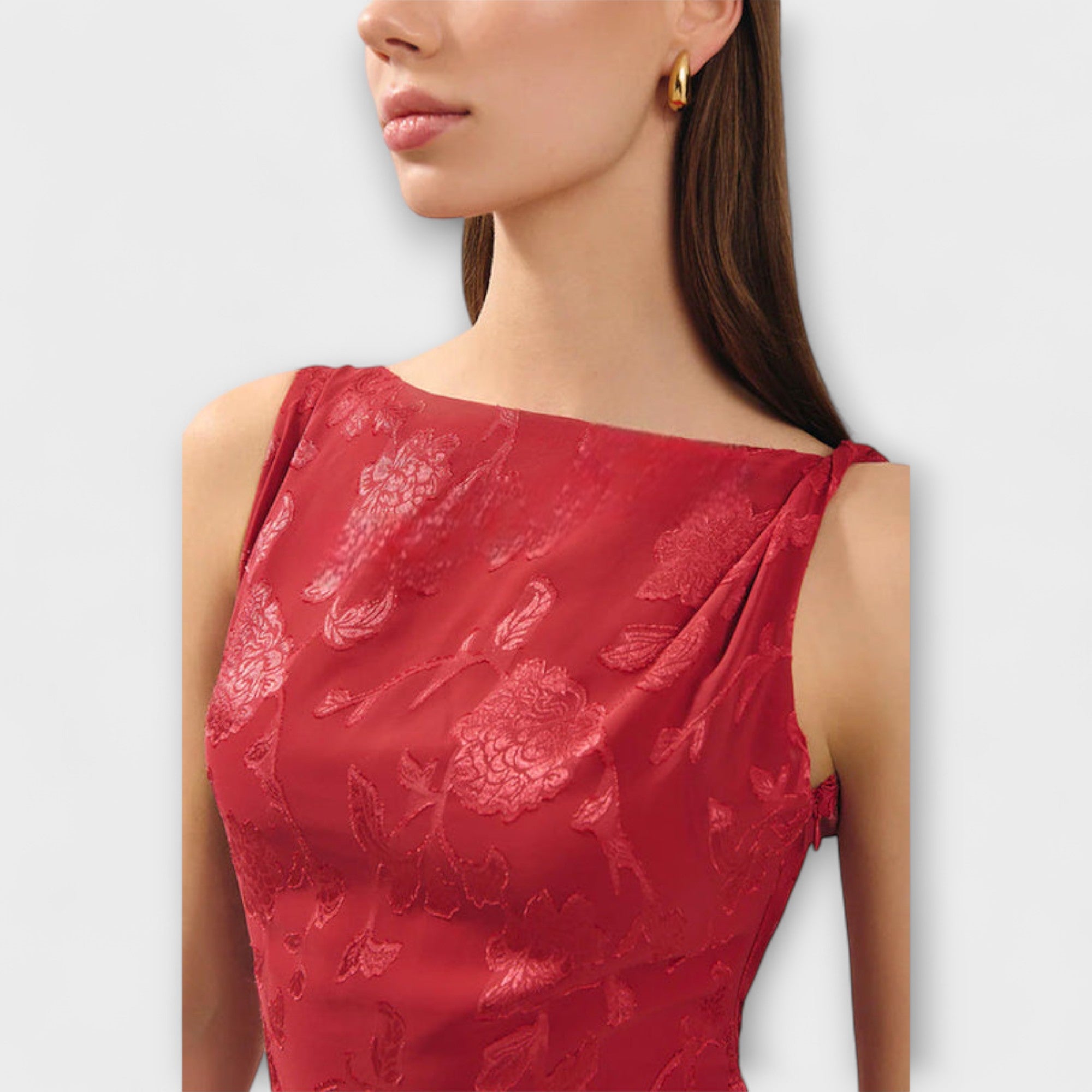 Ópalo - Elegante Vestido Maxi Sin Mangas con Diseño de Encaje