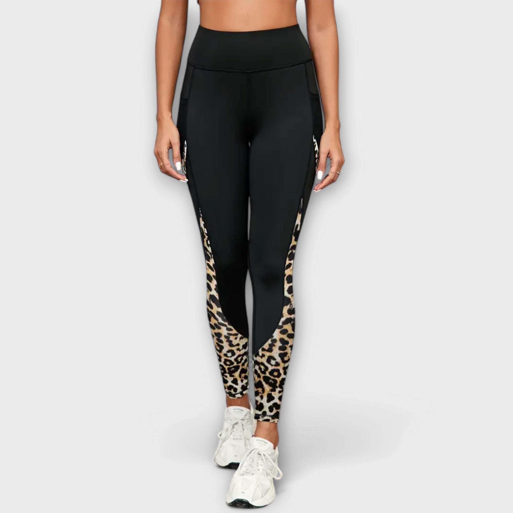 Pantalones de entrenamiento de cintura alta con estampado de leopardo