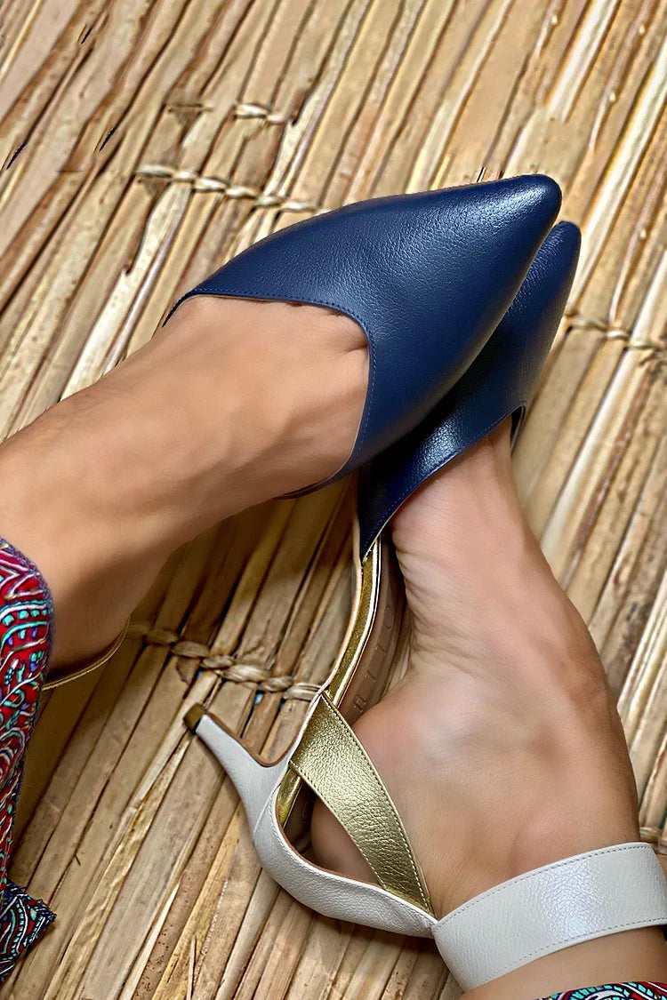 ZAPATOS SLINGBACK BICOLOR CON TACÓN ELEGANTE