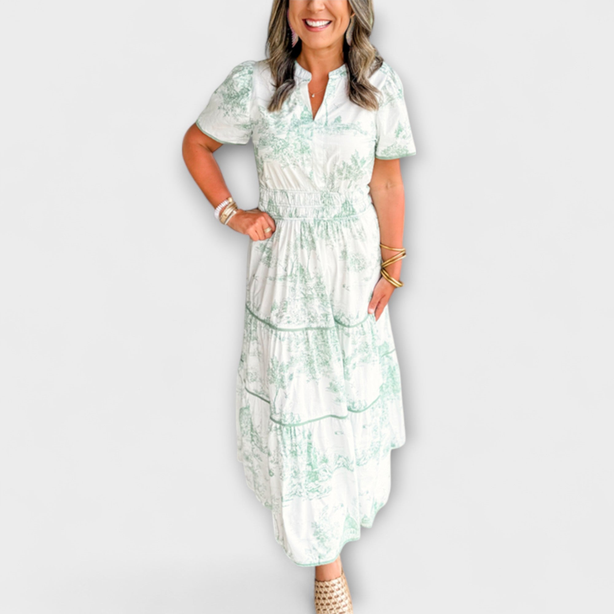 Eliza - Vestido maxi con estampado clásico