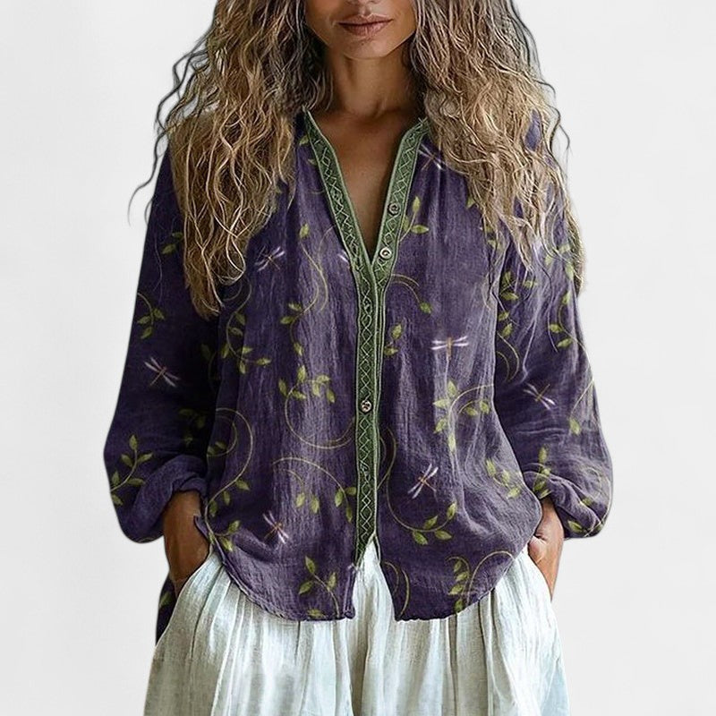 Sofía – Blusa suelta con estampado natural