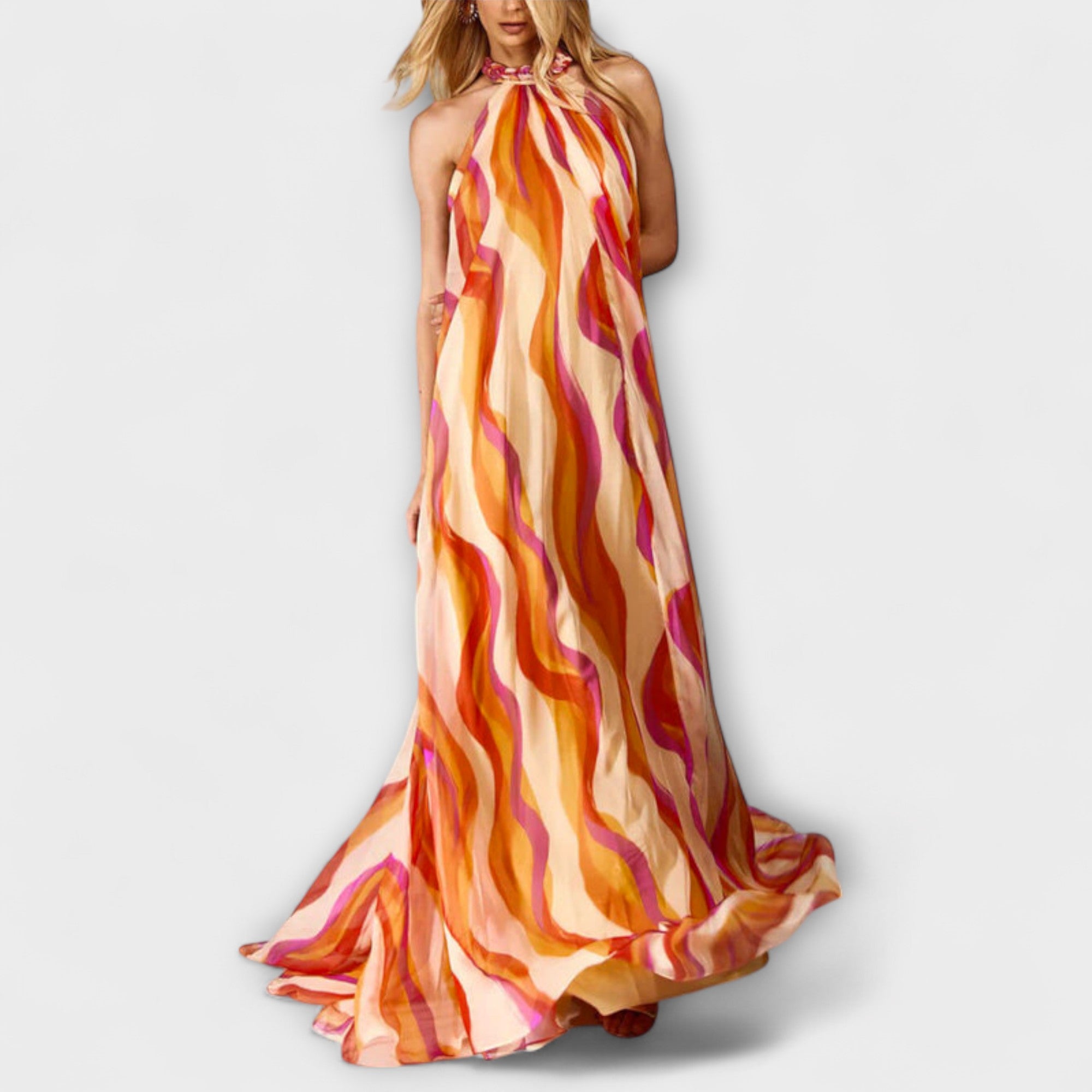 Rumi - Vestido maxi estiloso con patrón de tejido y ondas