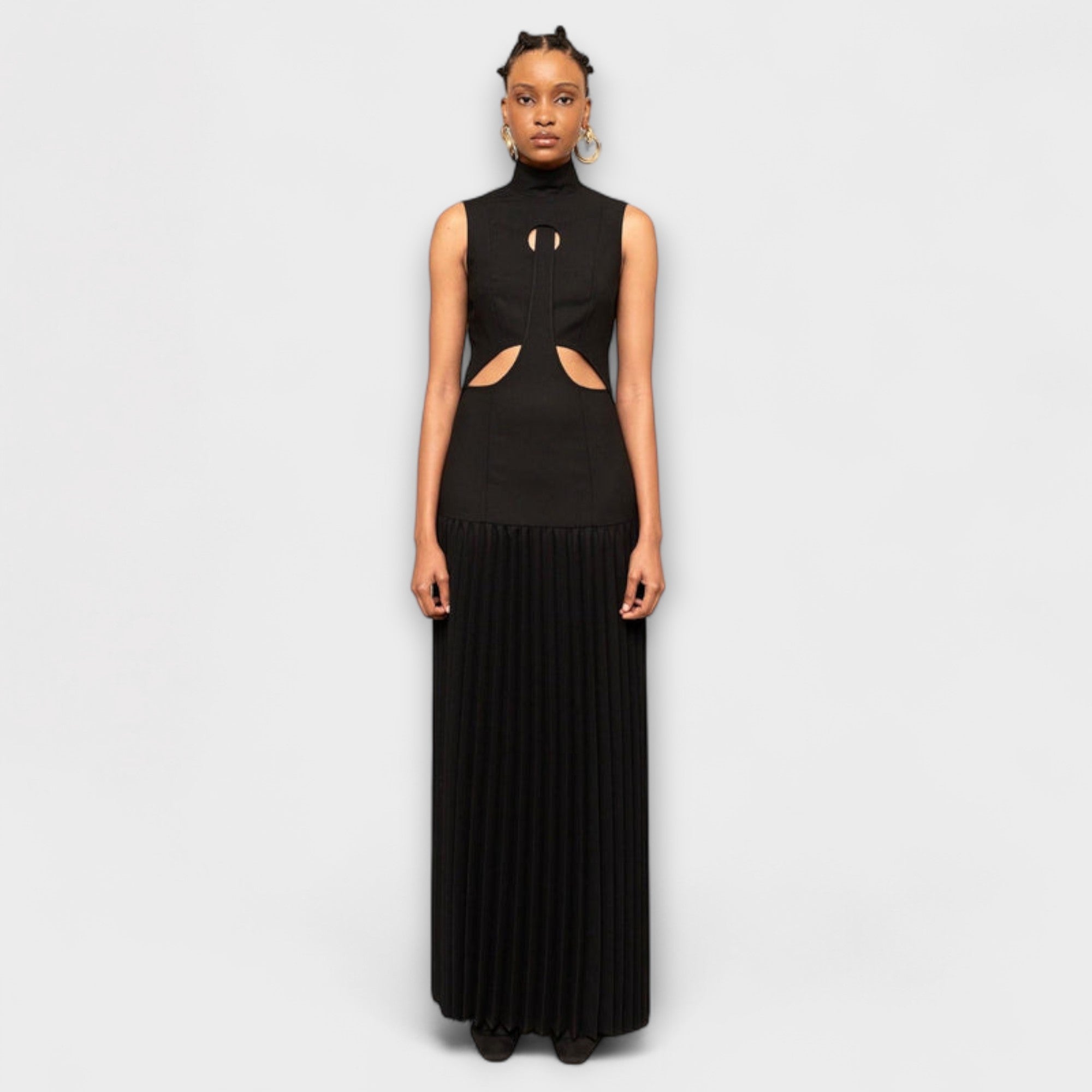Kristen - Vestido maxi con plisados y cortes
