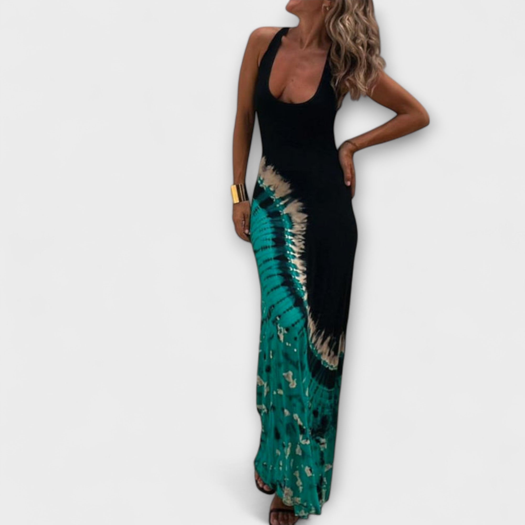 Livia - Vestido maxi con cielo estrellado y tie-dye