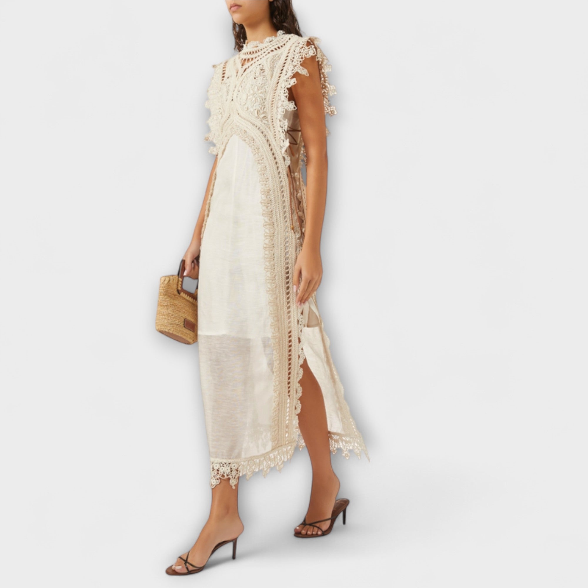 Mira - Vestido maxi de organza tejido y vacío