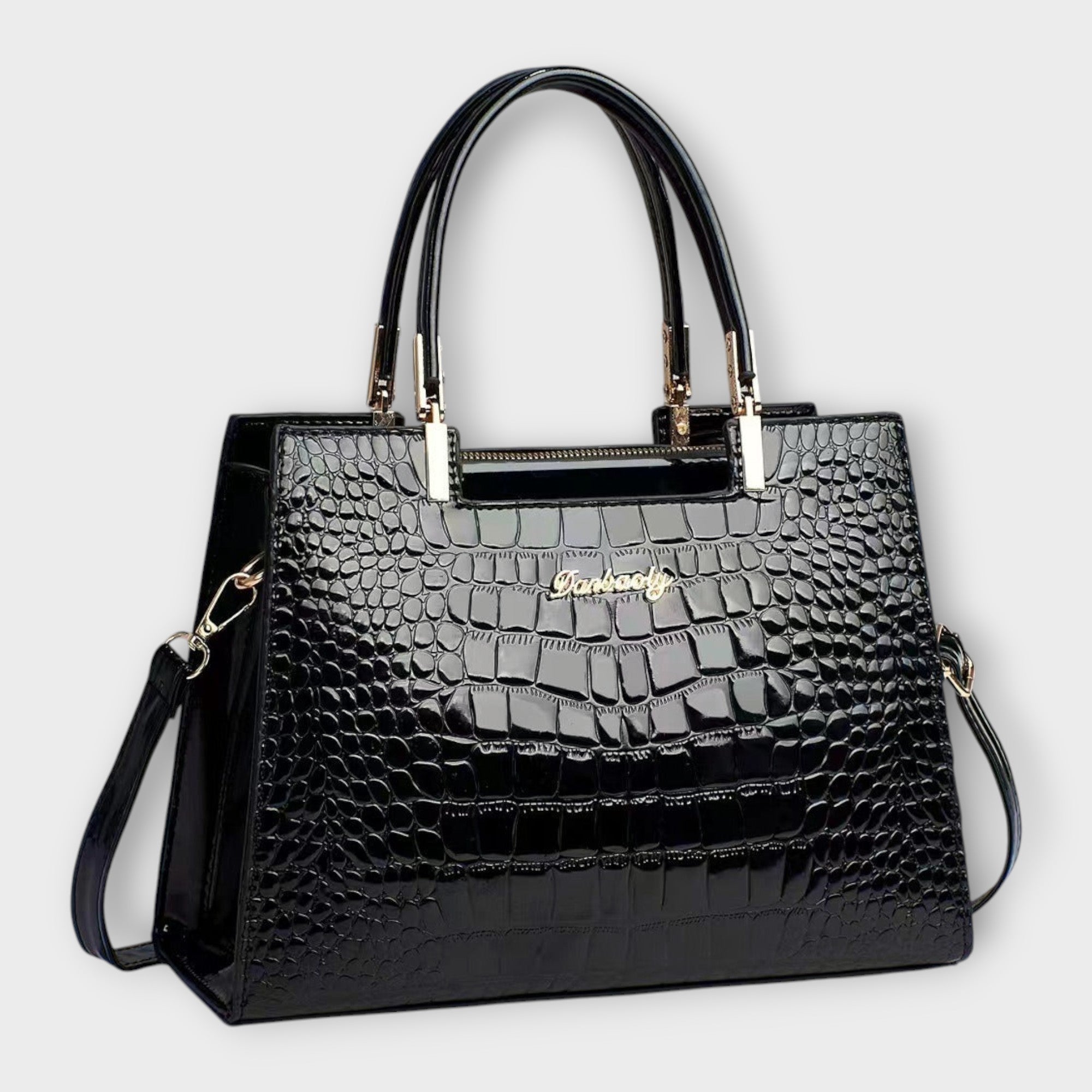 Cécile. - Bolso brillante con estampado de cocodrilo