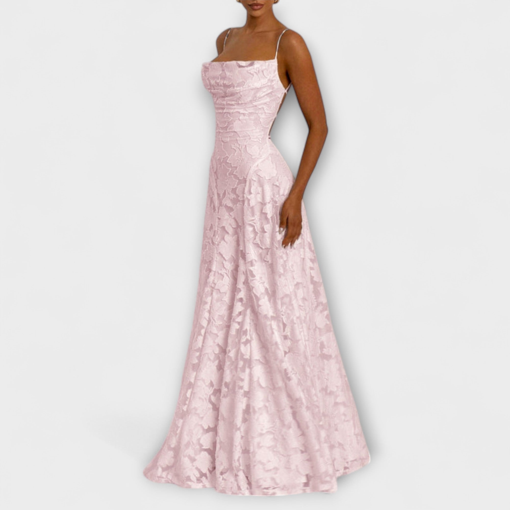 Emberly - Vestido maxi elegante de tela jacquard