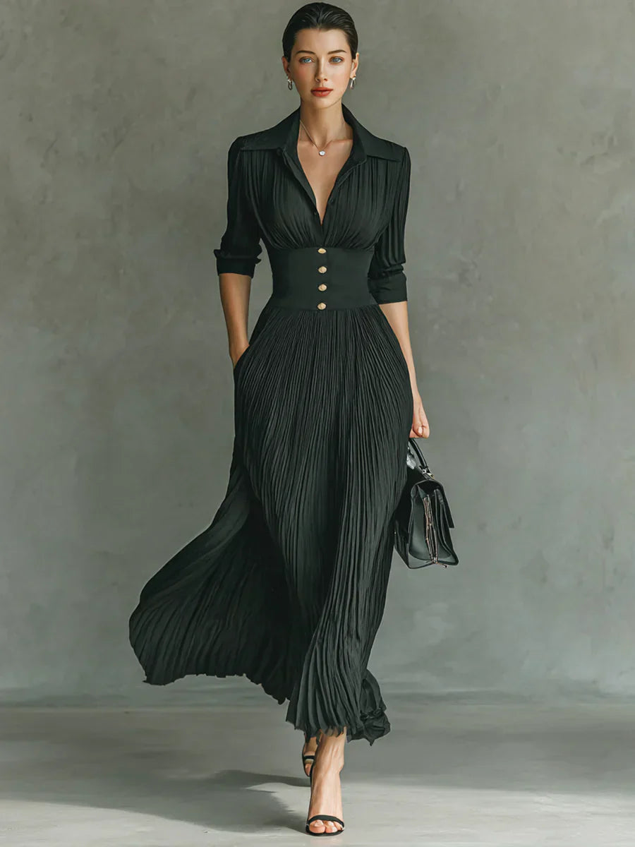 Margot - Vestido largo con escote de solapa