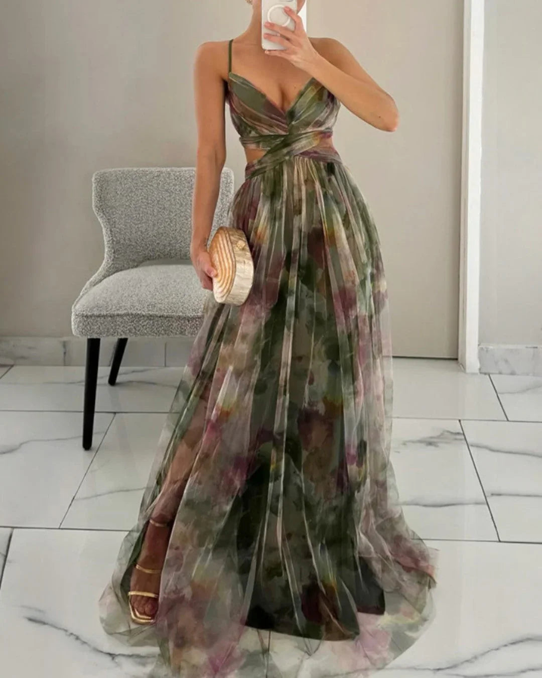 Claudia™ | Encantador Vestido Largo con Estampado Floral