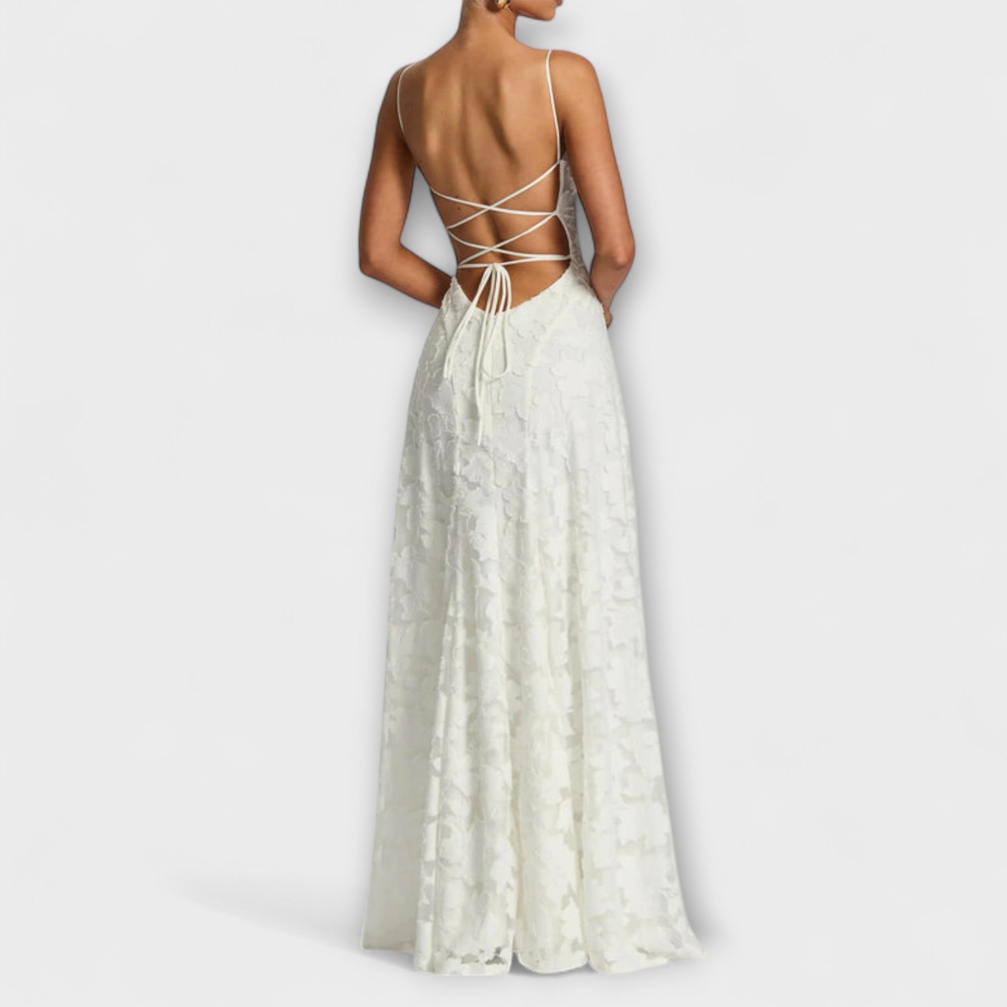 Emberly - Vestido maxi elegante de tela jacquard