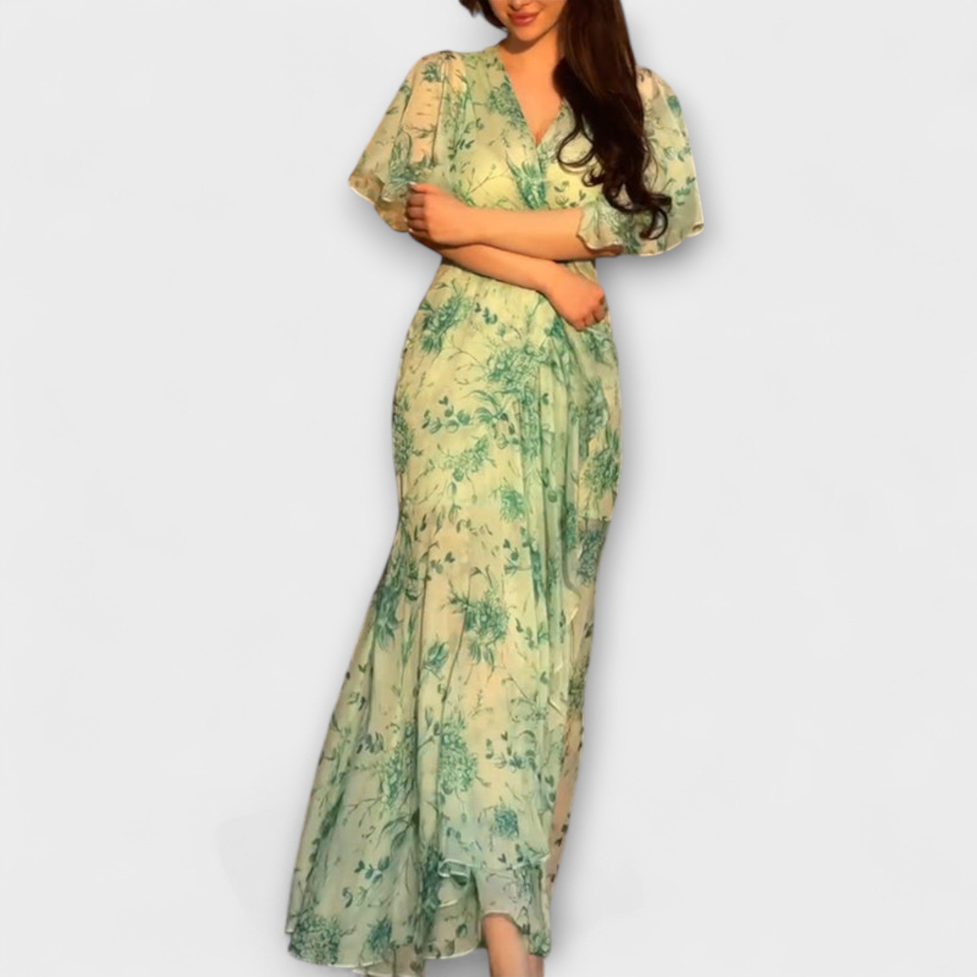 Lana - Vestido floral elegante con escote en V