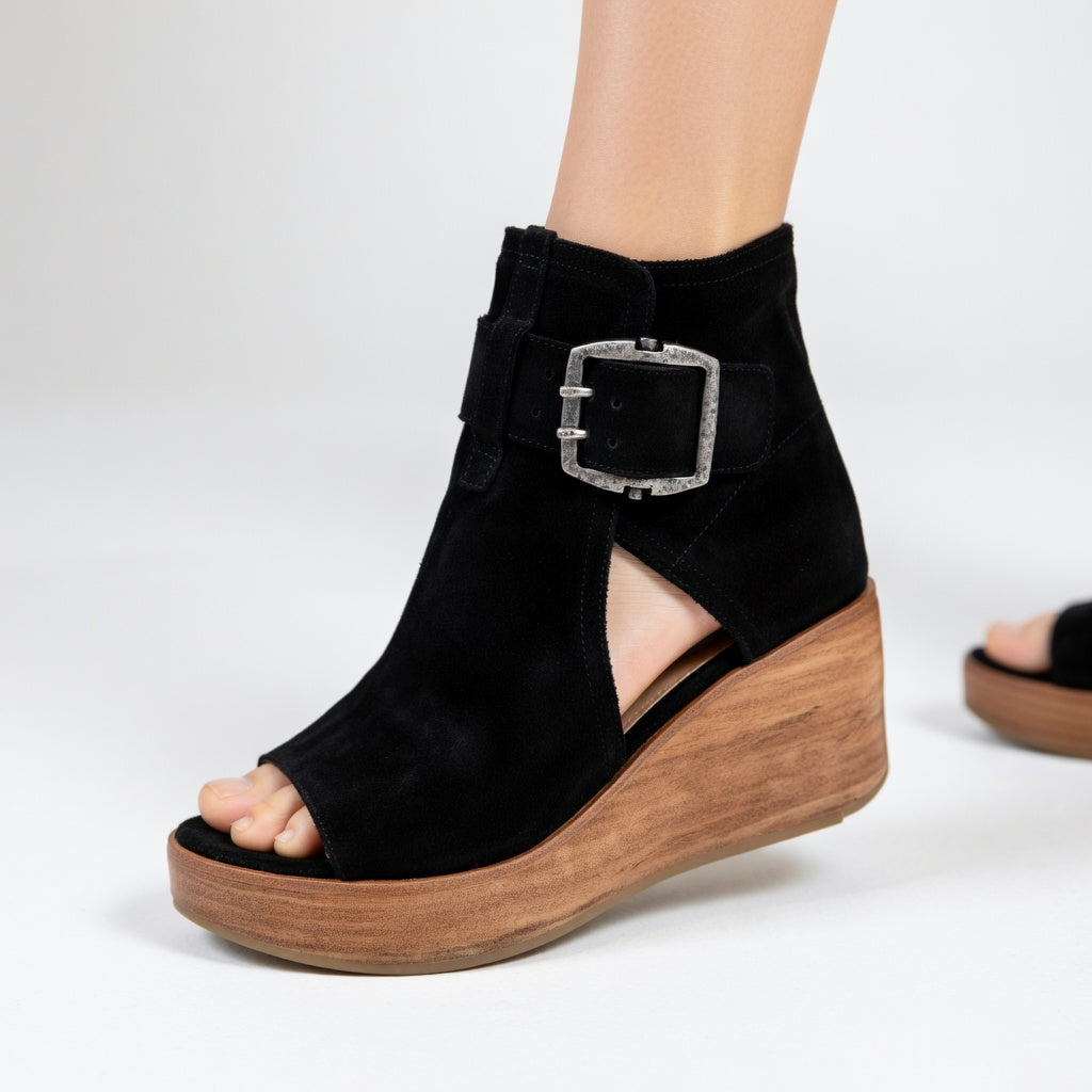 Sofía | Botines Abiertos con Cuña de Diseño Moderno