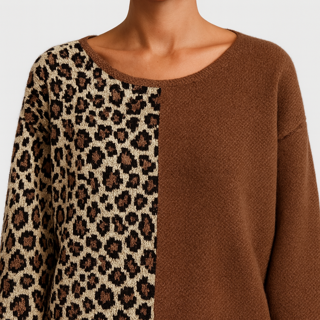 Marina - Suéter casual con estampado de leopardo