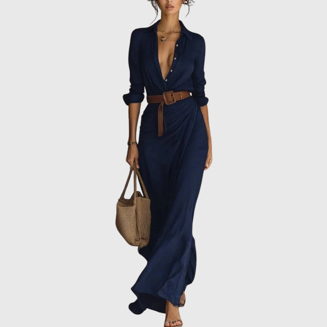 Thames – Elegante vestido maxi envolvente