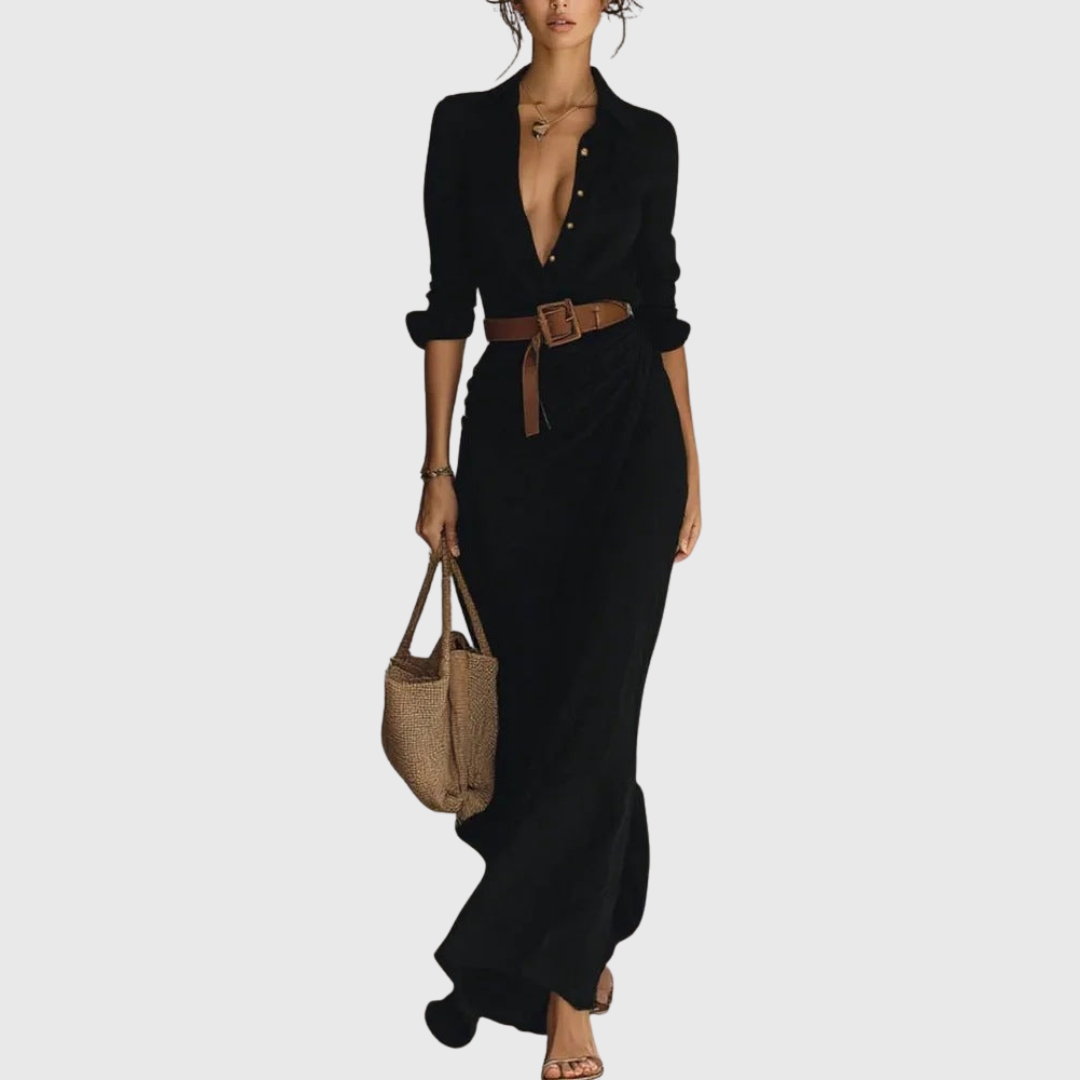 Thames – Elegante vestido maxi envolvente