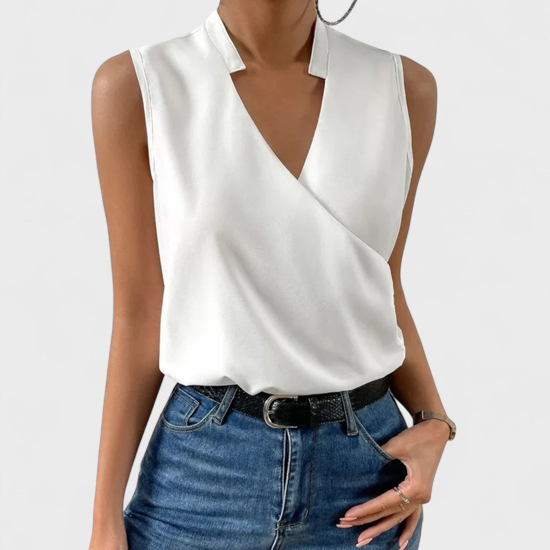 Simona - Camiseta Suave de Verano con Escote en V