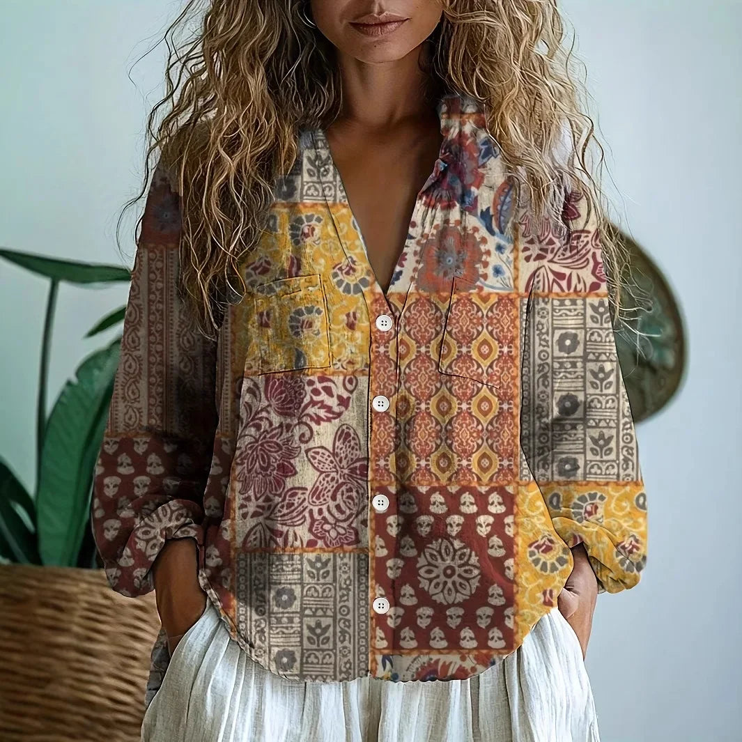Sofía – Blusa suelta con estampado natural