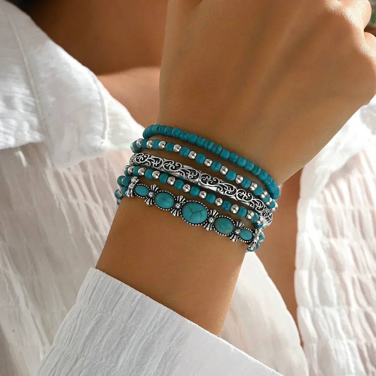 Maëlys™ — Pulsera multi-rangos turquesa refinada