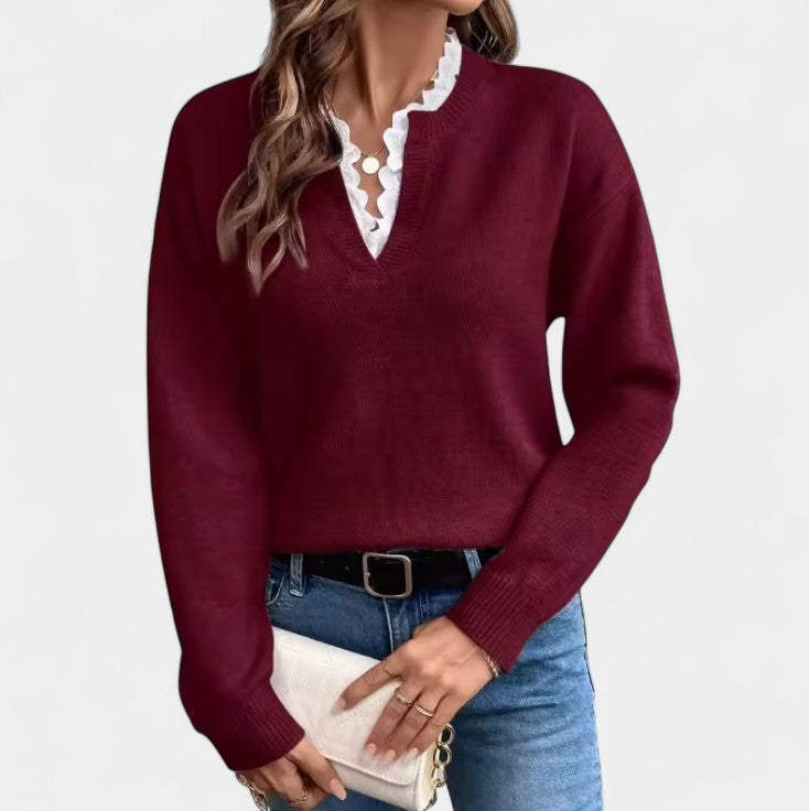 Anne – Blusa elegante con borde de encaje