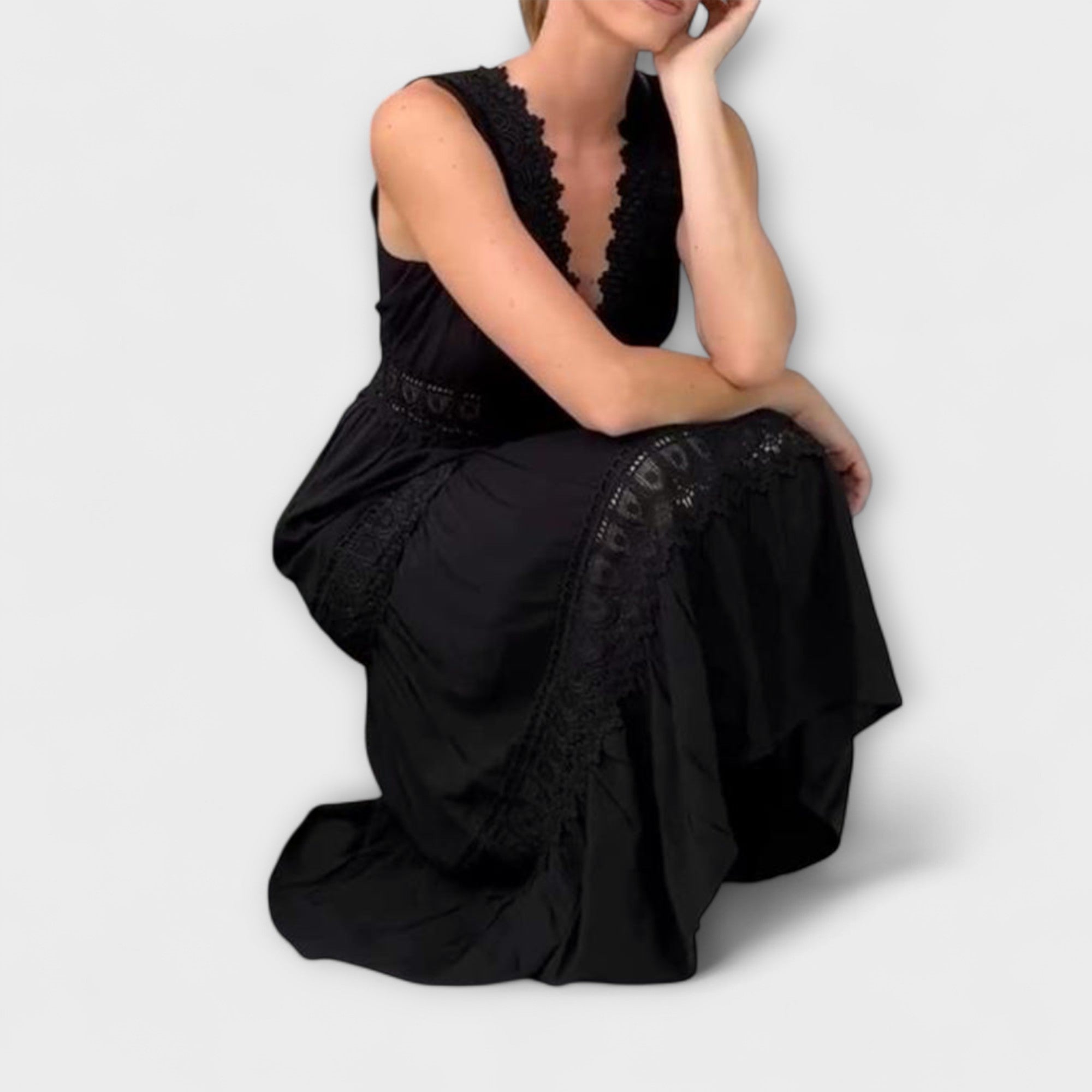 Aurélie - Vestido elegante de encaje con escote en V